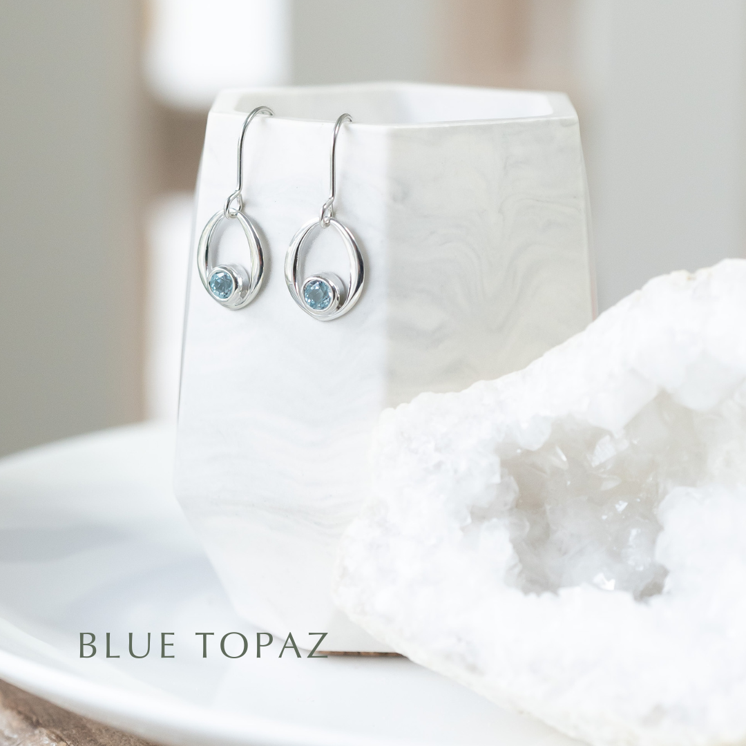 Gemstone Sterling Silver Dangle Earrings - choose your gemstone